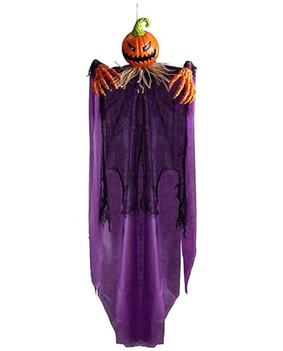 HANGING HORROR PUMPKIN WITH PURPLE TUNIC AND LIGHTS H.CM.115 IN BAG (BATT.INCL.) von Carnival Toys