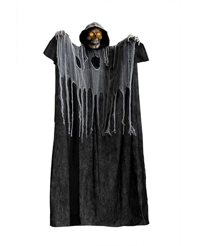 Hanging skeleton w/tunic, lights and sound, 180cm tall, with label (batteries not included). von Carnival Toys