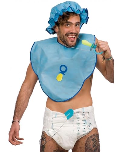 IT Set bebe' azzurro (bavaglino e cuffia) in tessuto in busta c/gancio von Carnival Toys