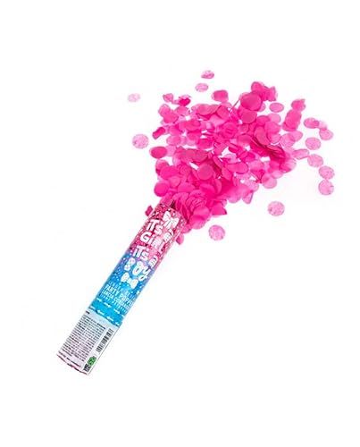 Pink confetti air-compressed party popper, approx. 20cm in h, on display von Carnival Toys