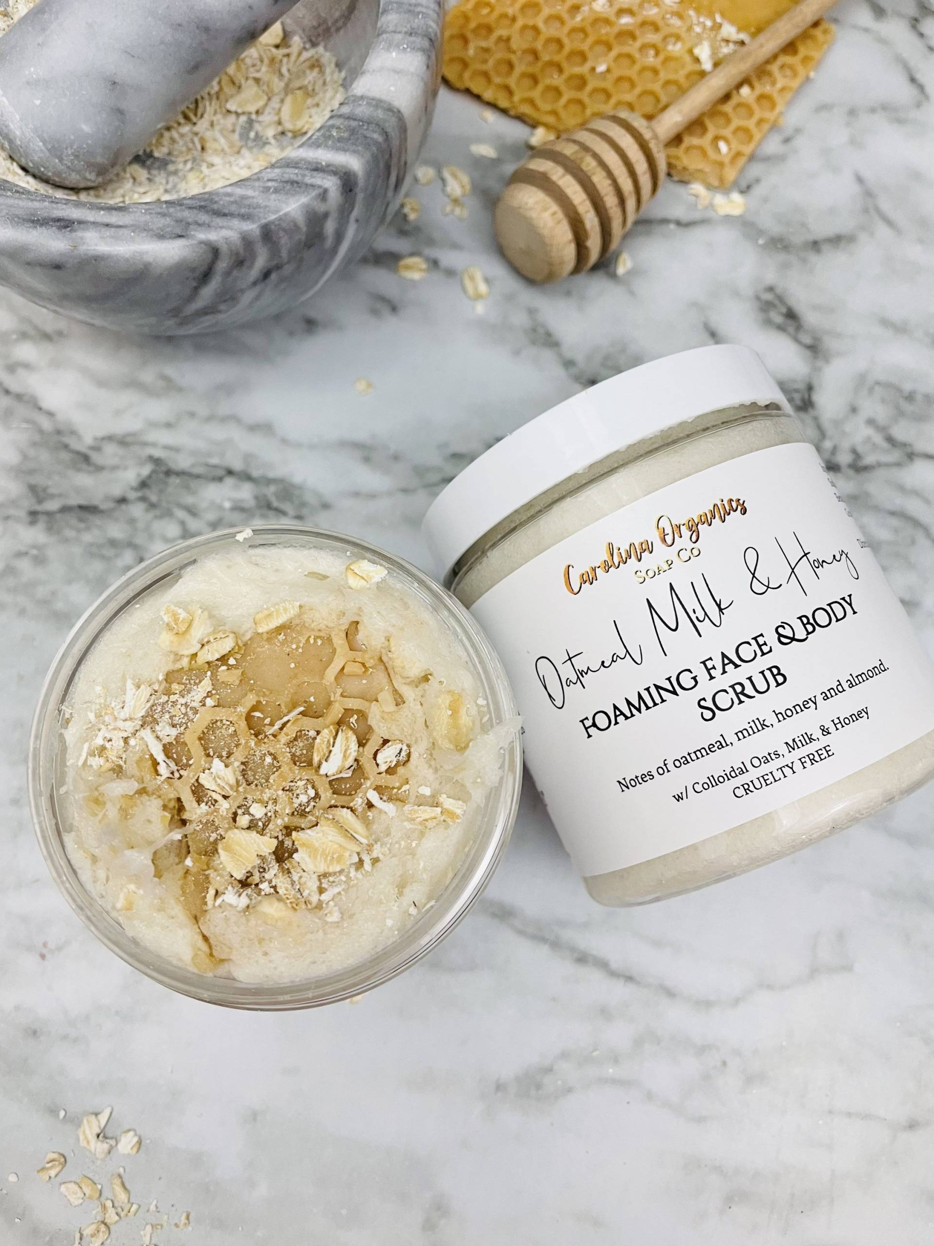 Haferflockenmilch - Und Honigpeeling, Haferflockenpeeling, Zuckerpeeling, Selbstpflegegeschenk Haferflockenmilch - Und Honigpeeling, Haferflockenpeeling, Zuckerpeeling, Selbstpflegegeschenk von CarolinaOrganicsSC