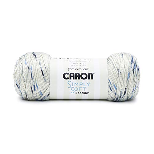 CARON Simply Soft Speckle Garn, blaues Gingham-Muster von Caron