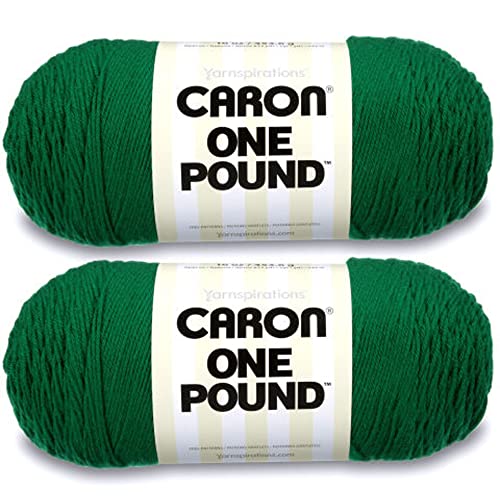 Caron One Pound Kelly Green Garn – 2 Packungen mit 454 g – Acryl – 4 Medium (Kamm) – 800 Meter – Stricken/Häkeln von Caron