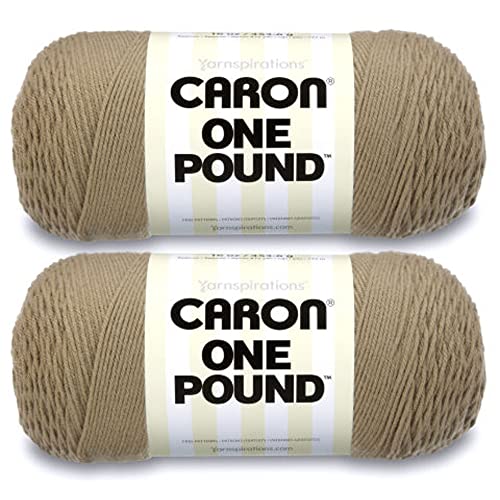 Caron 1 Pfund Taupe Garn – 2 Packungen mit 454 g – Acryl – 4 Medium (Kammgarn) – 800 Meter – Stricken, Häkeln und Basteln von Caron