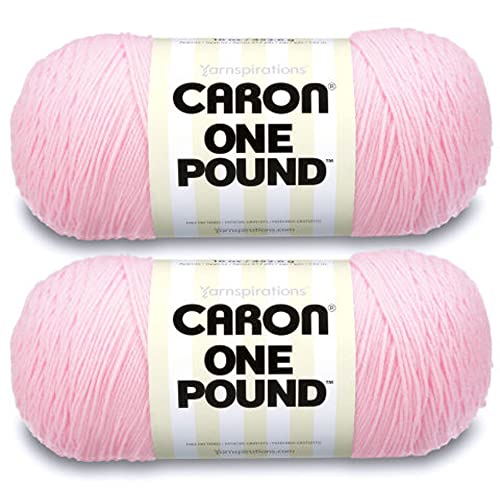 Caron 1 Pfund weiches rosa Garn – 2 Packungen mit 454 g – Acryl – 4 Medium (Kammgarn) – 800 Meter – Stricken/Häkeln von Caron