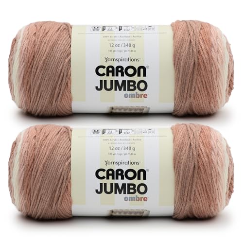 Caron CAR Jumbo Ombre Sepia-Garn, 2 Stück, 340 g, 100% Acryl, #4 Kammgarn (Medium), 500 Meter – Stricken/Häkeln von Caron