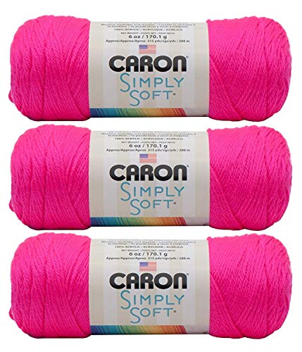 Caron CSS5622 Simply Soft-Pack of 3 Balls-170g Each Ball-Neon Pink von Caron