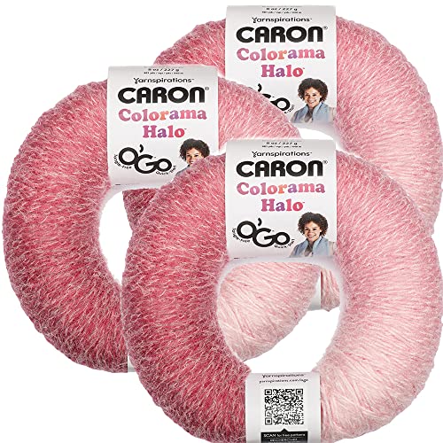 Caron Colorama Halo O'Go Garn, Mischfaser, 5 sperrig, Stricken, Häkeln und Basteln, 3 Packungen à 226 g von Caron