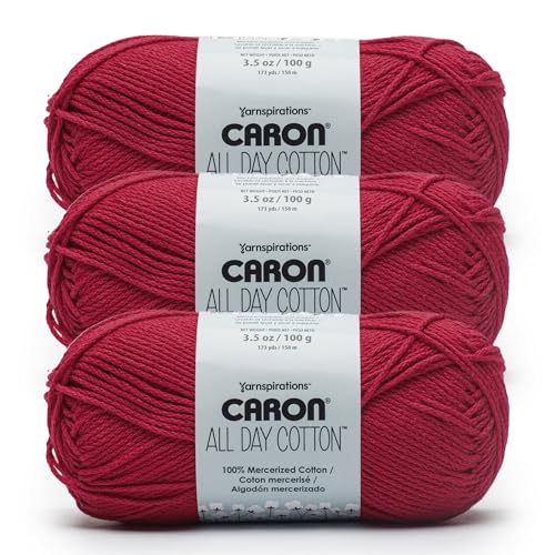 Caron Ganztägige Baumwolle, 100% merzerisiertes Baumwollgarn, 170 m, 100% merzerisiertes Baumwollgarn, 3 Stück Caron Ganztägige Baumwolle, 100% merzerisiertes Baumwollgarn, 170 m, 100% merzerisiertes Baumwollgarn, 3 Stück von Caron