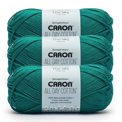 Caron Ganztägige Baumwolle, 100% merzerisiertes Baumwollgarn, 170 m, Dschungelaqua, 3 Stück Caron Ganztägige Baumwolle, 100% merzerisiertes Baumwollgarn, 170 m, Dschungelaqua, 3 Stück von Caron