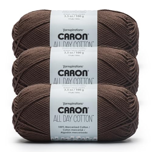 Caron Ganztägige Baumwolle, 100% merzerisiertes Baumwollgarn, 170 m, Kaffeebohnen, 3 Stück von Caron