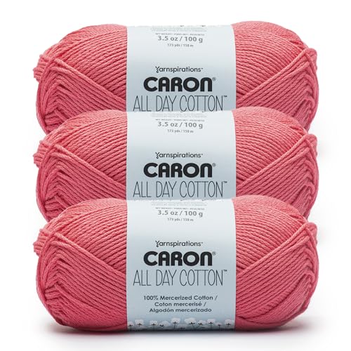 Caron Ganztägige Baumwolle, 100% merzerisiertes Baumwollgarn, 170 m, Kirsche, 3 Stück Caron Ganztägige Baumwolle, 100% merzerisiertes Baumwollgarn, 170 m, Kirsche, 3 Stück von Caron