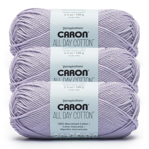 Caron Ganztägige Baumwolle, 100% merzerisiertes Baumwollgarn, 170 m, Mauve, 3 Stück von Caron