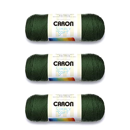Caron Simply Soft Dark Sage Garn – 3 Packungen mit 170 g – Acryl – 4 Medium (Kamm) – 315 Meter – Stricken/Häkeln von Caron