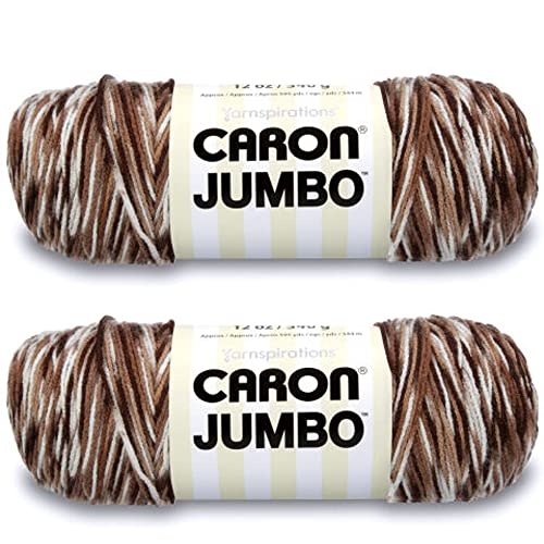 Caron Jumbo Prints Chocolate Varg Garn – 2 Packungen mit 340 g – Acryl – 4 Medium (Kammgarn) – 450 Meter – Stricken/Häkeln von Caron