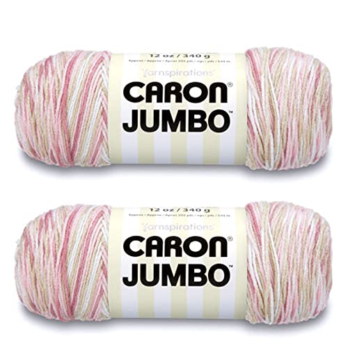 Caron Jumbo Prints Rosenholz-Garn, 2 Knäuel mit 340 g, Acryl, 4 Medium (Kammgarn), 544 m, Stricken und Häkeln von Caron
