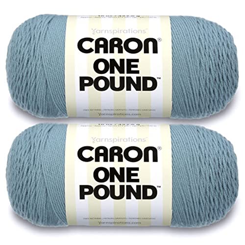 Caron One Pound Azure Garn – 2 Packungen mit 454 g – Acryl – 4 Medium (Kamm) – 800 Meter – Stricken/Häkeln von Caron