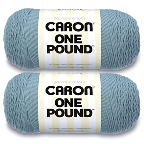 Caron One Pound Azure Garn – 2 Packungen mit 454 g – Acryl – 4 Medium (Kamm) – 800 Meter – Stricken/Häkeln von Caron