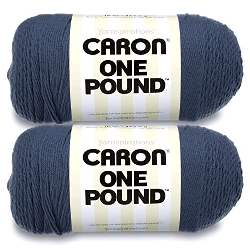 Caron One Pound Cape Cod Blue Garn – 2 Packungen mit 454 g – Acryl – 4 Medium (Kammgarn) – 800 Meter – Stricken/Häkeln von Caron