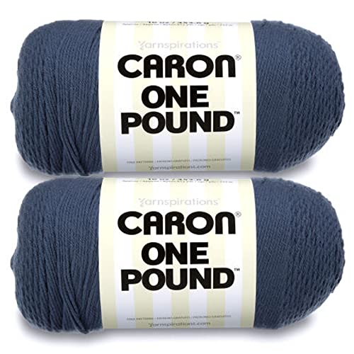 Caron One Pound Cape Cod Blue Garn – 2 Packungen mit 454 g – Acryl – 4 Medium (Kammgarn) – 800 Meter – Stricken/Häkeln von Caron