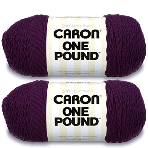 Caron One Pound Deep Violet Garn – 2 Packungen mit 454 g – Acryl – 4 Medium (Kamm) – 800 Meter – Stricken/Häkeln von Caron