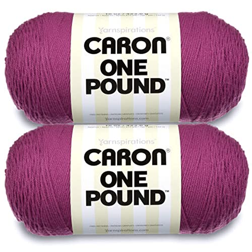 Caron One Pound Purple Garn – 2 Packungen mit 454 g – Acryl – 4 Medium (Kamm) – 800 Meter – Stricken/Häkeln von Caron