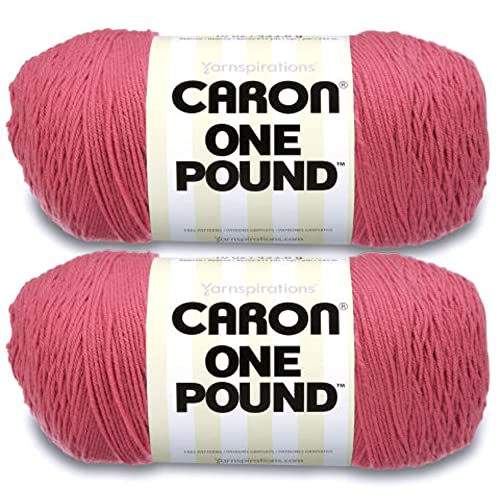 Caron One Pound Rose Garn – 2 Packungen mit 454 g – Acryl – 4 Medium (Kammgarn) – 800 Meter – Stricken/Häkeln von Caron