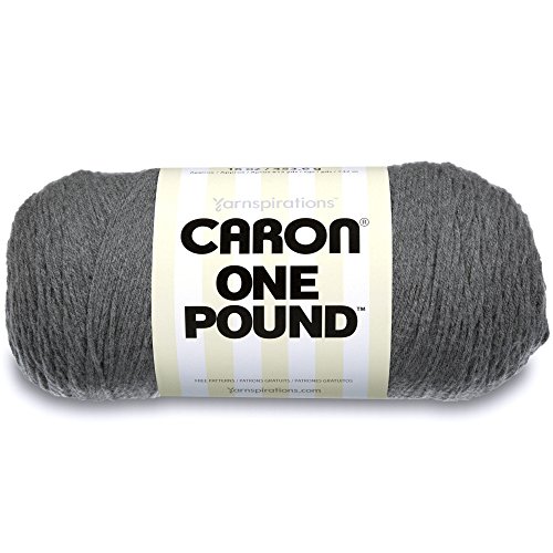 Caron One Pound Solids Garn, 473 g, Stärke 4, 100% Acryl, mittelgrau, Mischung für Häkeln, Stricken und Basteln, 1 Stück von Caron