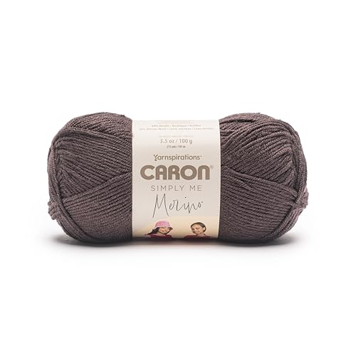 Caron Simply Me Merino Cocoa Bean Heather Garn, 3 Stück, 100 g, 50% Acryl, 50% Merinowolle, #3 DK (hell), 215 Meter – Stricken/Häkeln von Caron