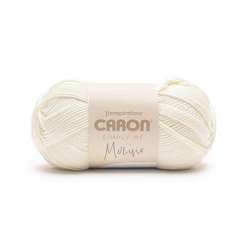 Caron Simply Me Merino Heirloom Strickgarn, Weiß, 3 Stück, 100 g, 50% Acryl, 50% Merinowolle, #3 DK (hell), 215 Meter von Caron