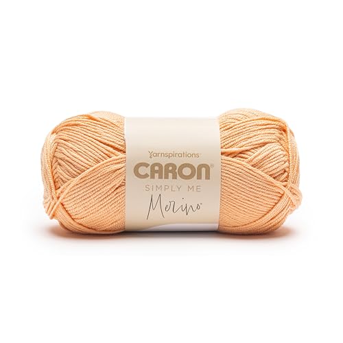 Caron Simply Me Merino Pfirsich-Erdgarn, 3 Stück, 100 g, 50% Acryl, 50% Merinowolle, #3 DK (hell), 215 Meter – Stricken/Häkeln von Caron