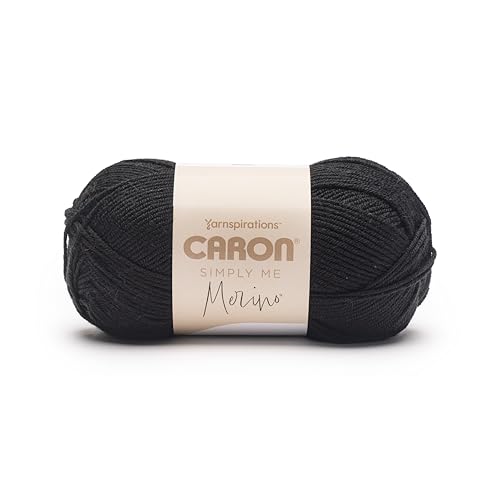 Caron Simply Me Merino Pitch Black Garn, 3 Stück, 100 g, 50% Acryl, 50% Merinowolle, #3 DK (hell), 215 Meter – Stricken/Häkeln von Caron