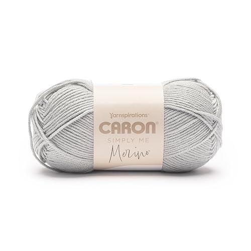 Caron Simply Me Merino-Weidengarn, Grau, 100 g, 50% Acryl, 50% Merinowolle, #3 DK (hell), 215 Meter – Stricken/Häkeln von Caron