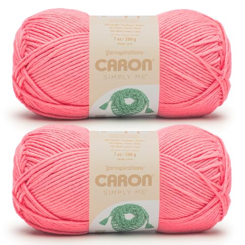 Caron Simply Me Pretty in Pink Garn, 2 Packungen mit 200 g, 62% Acryl, 20% Nylon, 18% Wolle, #5 sperrig, 240 Meter – Stricken/Häkeln Caron Simply Me Pretty in Pink Garn, 2 Packungen mit 200 g, 62% Acryl, 20% Nylon, 18% Wolle, #5 sperrig, 240 Meter – Stricken/Häkeln von Caron