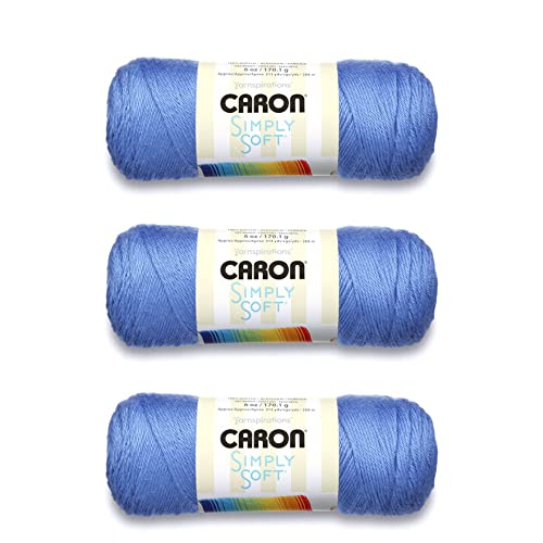 Caron Simply Soft Berry Blue Brites Garn – 3 Packungen mit 170 g – Acryl – 4 Medium (Kammgarn) – 300 Meter – Stricken, Häkeln und Basteln von Caron