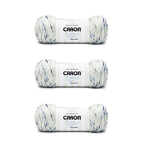 Caron Simply Soft Blue Gingham Speckle Garn – 3 Packungen mit 141 g – Acryl – 4 Medium (Kammgarn) – 230 Meter – Stricken/Häkeln von Caron