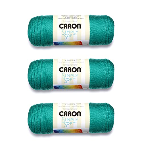 Caron Simply Soft Cool Green Garn – 3 Packungen mit 170 g – Acryl – 4 Medium (Kammgarn) – 300 Meter – Stricken, Häkeln und Basteln von Caron
