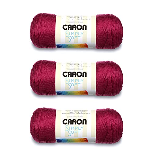 Caron Simply Soft Fuchsia Garn – 3 Packungen mit 170 g – Acryl – 4 Medium (Kamm) – 315 Meter – Stricken/Häkeln von Caron