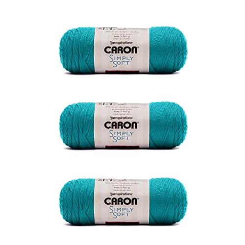 Caron Simply Soft Blue Mint Brites Garn – 3 Packungen mit 170 g – Acryl – 4 Medium (Kammgarn) – 315 Meter – Stricken/Häkeln von Caron