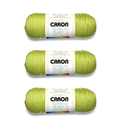 Caron Simply Soft Chartreuse Garn – 3 Packungen mit 170 g – Acryl – 4 Medium (Kammgarn) – 315 Meter – Stricken/Häkeln von Caron