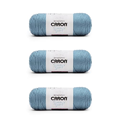 Caron Simply Soft Light Country Blue Garn – 3 Packungen mit 170 g – Acryl – 4 Medium (Kammgarn) – 315 Meter – Stricken/Häkeln von Caron