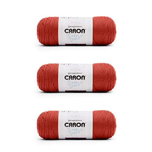 Caron Simply Soft Persimmon Garn – 3 Packungen mit 170 g – Acryl – 4 Medium (Kammgarn) – 300 Meter – Stricken, Häkeln und Basteln von Caron