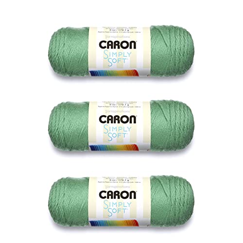 Caron Simply Soft Salbei-Garn – 3 Packungen mit 170 g – Acryl – 4 Medium (Kammgarn) – 315 Meter – Stricken/Häkeln von Caron