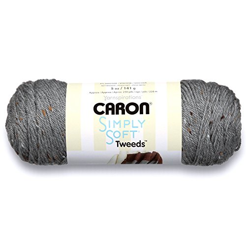 Caron Simply Soft Garn, mittlere Stärke 5, 100% Acryl, ca. 140 g, maschinenwaschbar und trocknergeeignet, Grau (Tweeds) von Caron