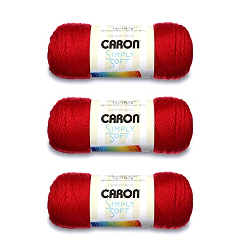 Caron Simply Soft Harvest Red Garn – 3 Packungen mit 170 g – Acryl – 4 Medium (Kammgarn) – 300 Meter – Stricken, Häkeln und Basteln von Caron