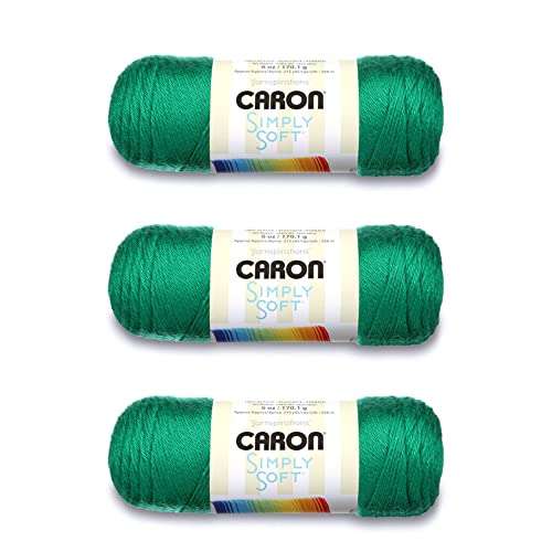 Caron Simply Soft Kelly Green Garn – 3 Packungen mit 170 g – Acryl – 4 Medium (Kammgarn) – 315 Meter – Stricken/Häkeln von Caron