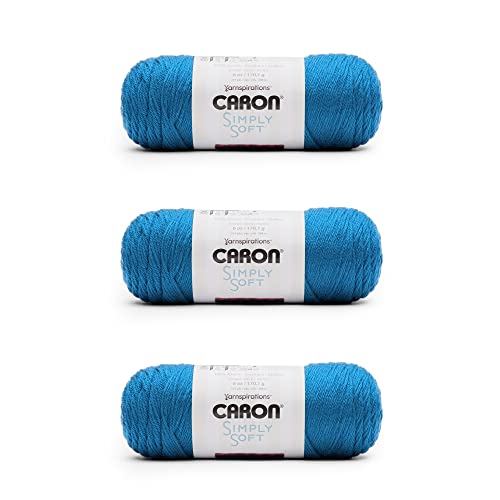 Caron Simply Soft Kobaltblaues Garn – 3 Packungen mit 170 g – Acryl – 4 Medium (Kammgarn) – 300 Meter – Stricken, Häkeln und Basteln von Caron