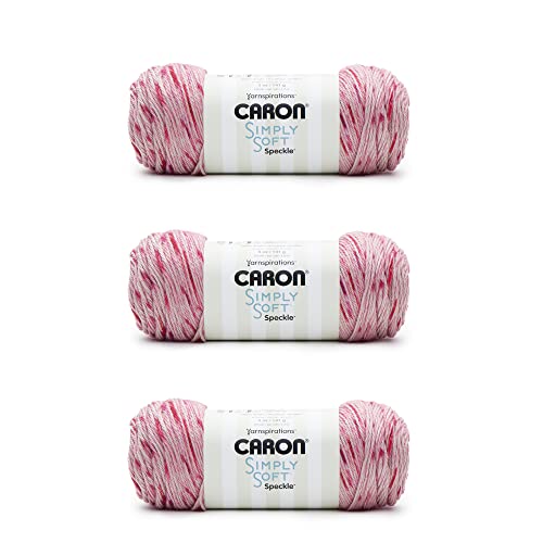 Caron Simply Soft Lipstick Speckle Garn – 3 Packungen mit 141 g – Acryl – 4 Medium (Kammgarn) – 230 Meter – Stricken, Häkeln und Basteln von Caron