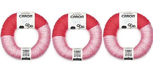 Caron Simply Soft O'Go Harvest Garn, Rot, Rosa, 140 g, Acryl, 4 Medium (Kammgarn), 227 m, Stricken, Häkeln und Basteln, 3 Stück von Caron