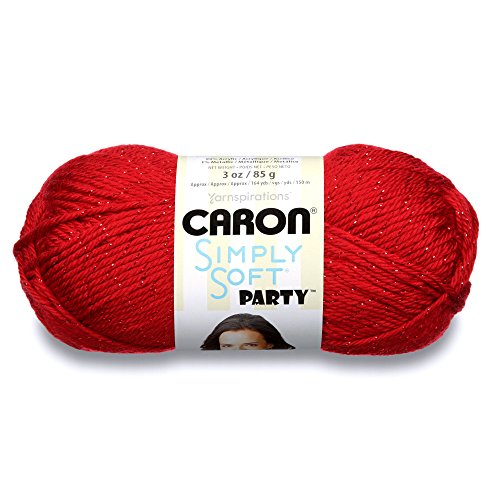 Caron Simply Soft Party-Garn, 85 g, mittelgroß, 4 Gauge, kräftiges Rot, zum Häkeln, Stricken und Basteln von Caron